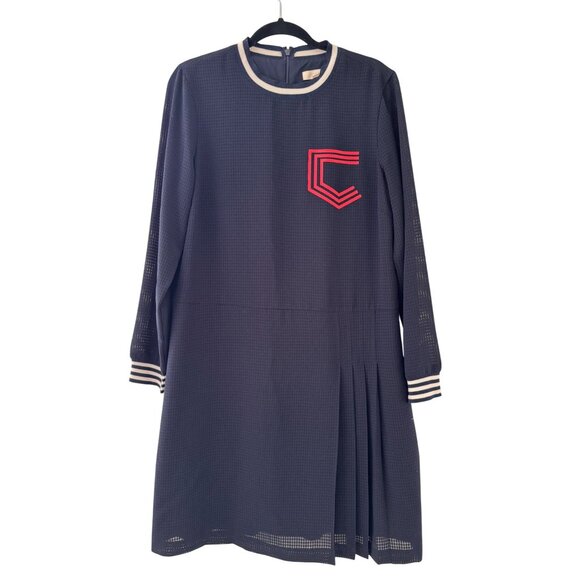 Etcetera Navy Blue Erin Varsity Dress With Red C Patch & Pleated Detail - Picture 1 of 16